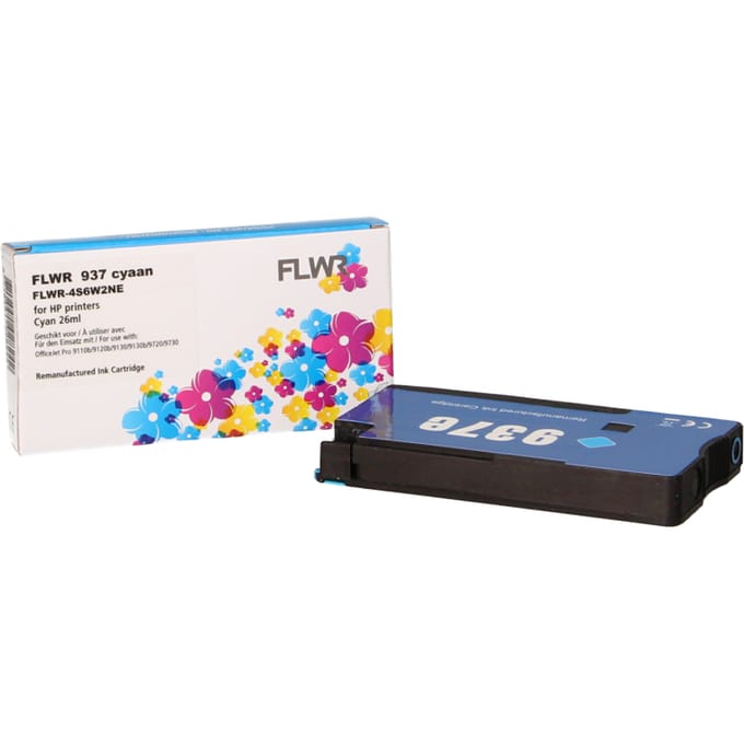FLWR HP 937e - Cyaan XL - voor Officejet pro 9130 - 9130 - 9720 - 9730