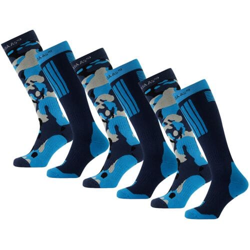 Poederbaas Skisokken - Camo Navy - 6 paar skikousen - Maat 43/46