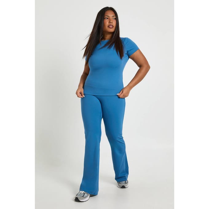 boohoo Dames Plus Super Zachte Hoge Taille Uitlopende Legging | Dark Blue | Maat: 16