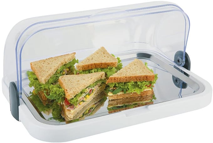APS Buffetvitrine - 4-delige Vitrine met Rol Deksel - Inclusief Koelelementen - Voor Buffet - Wit