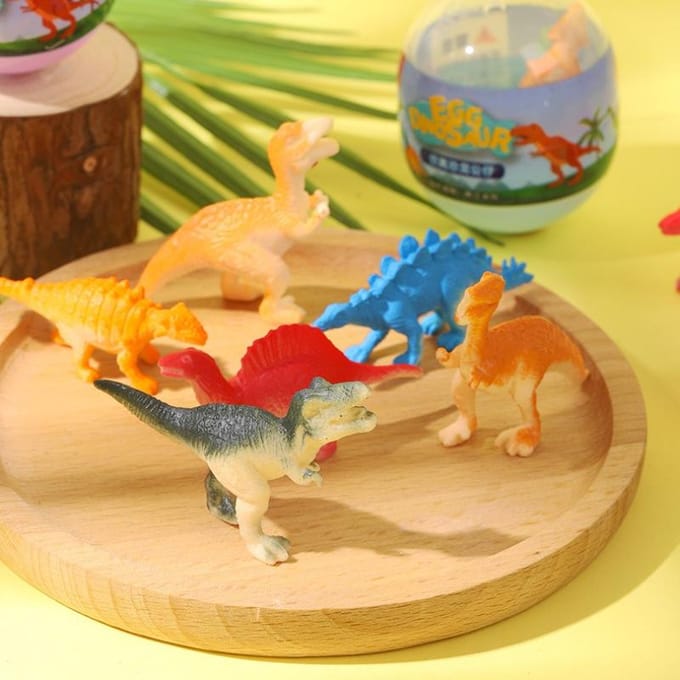 Enfants 10 Pièces Mini Modèle de Dinosaure Simulée Oeuf Capsule Surprise Jouets Cadeaux d'Anniversaire Mignons pour 2-4 Ans white