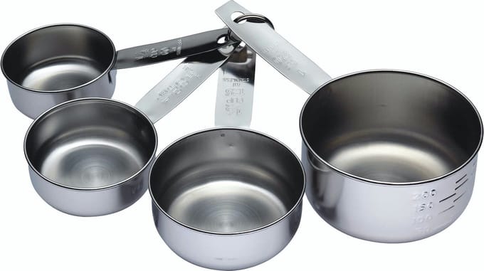 KitchenCraft roestvrijstalen maatbekers (set van 4)