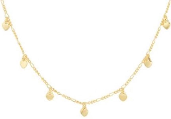 Schitterende Gold Plated Zilveren  Halsketting met Hartjes