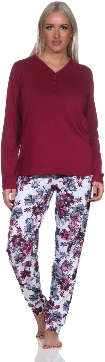 Dames Pyjama met lange mouwen in bloemmotief - ook in overmaten