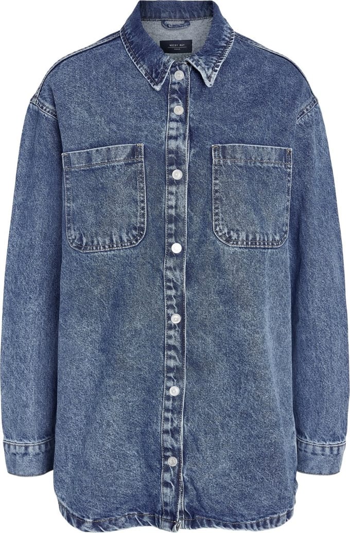 Noisy May Alva Longsleeve Shacket Dames Longsleeve - blauw - M