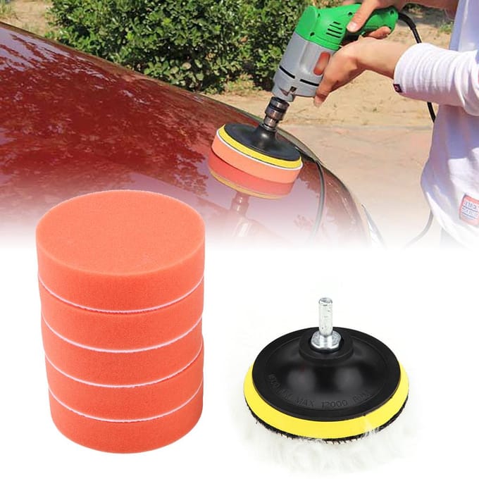 8 Stuks 4-inch Spons Polijstpad Kit voor Auto Polijstmachine met Adapter black