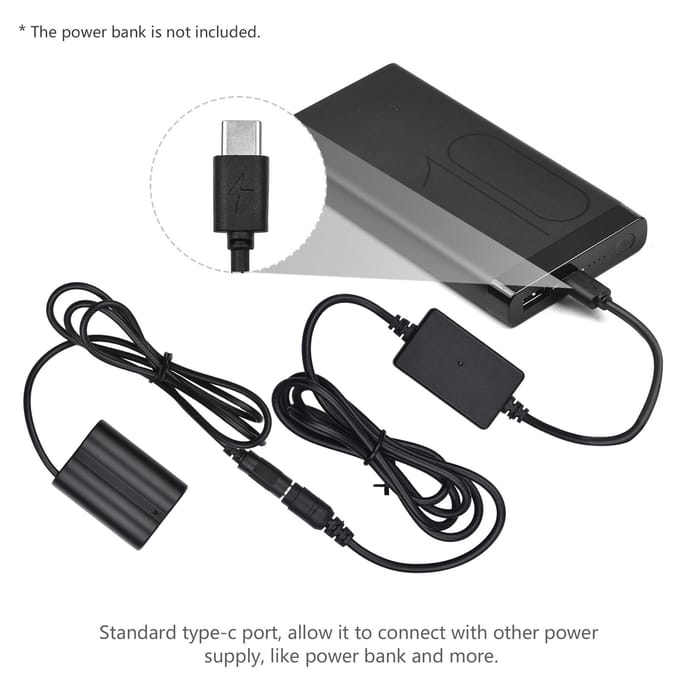 PD USB Type-C-kabel naar NP-W235 dummy-batterij DC-koppeling vervanging voor Fujifilm X-T4 zwart