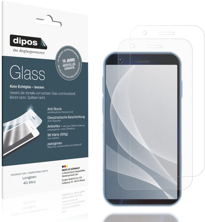 dipos – 2x Matte Pantserfolie geschikt voor Longben 4G Mini | 9H Screenprotector