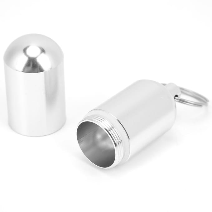 Boîte à pilules en alliage d'aluminium étanche porte-clés organisateur pour voyages en extérieur grand white