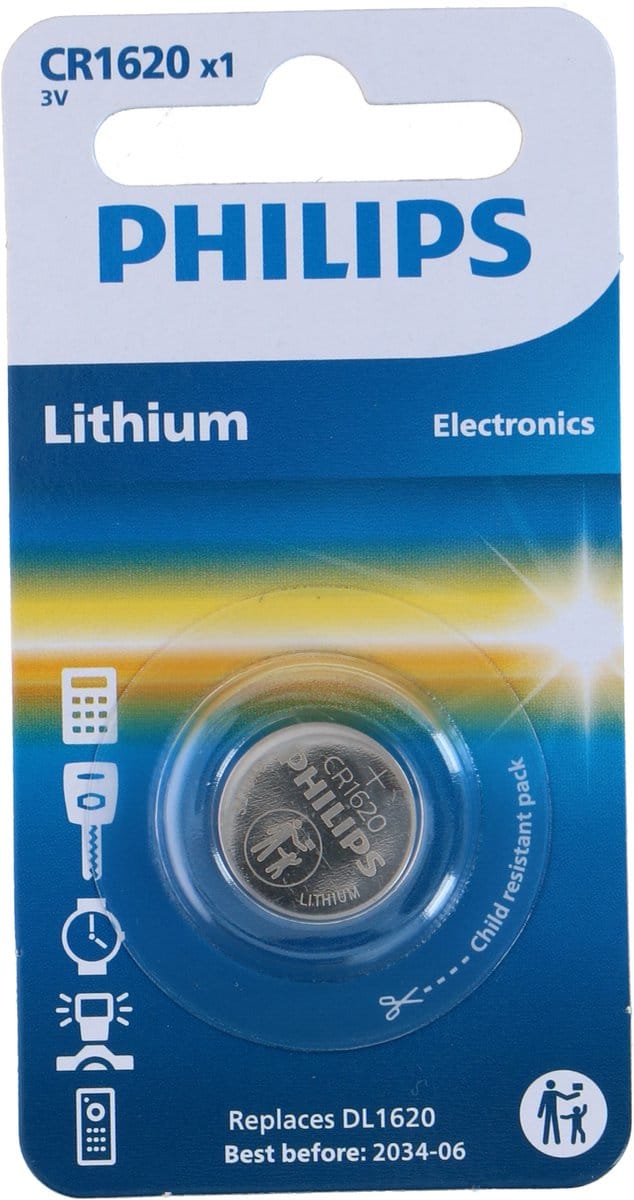Philips Button Cell Cr1620 1pc - Metaal