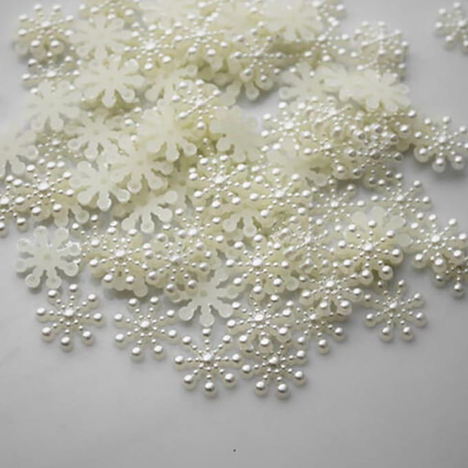 100 stuks Sneeuwvlok Flatback Versieringen Kerst Knutsel Diy Gereedschap beige