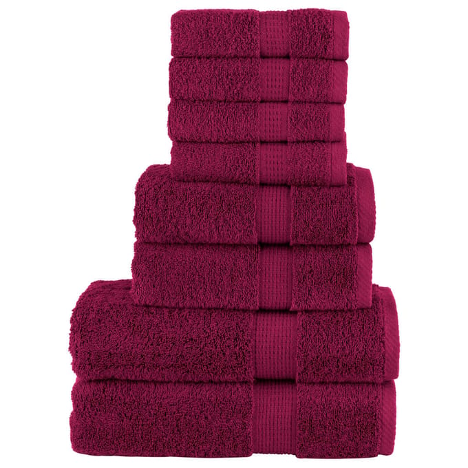 vidaXL - 8-delige - Handdoekenset - SOLUND - 600 - g/m² - bordeauxrood