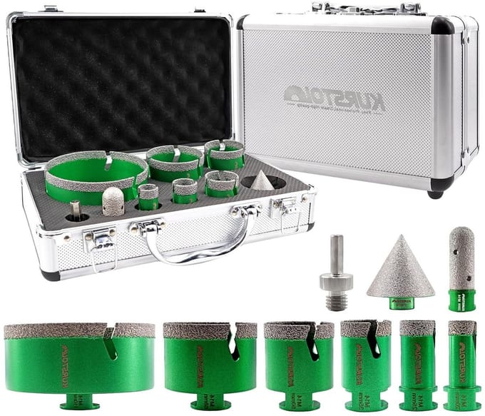 Diamantbits Set - Boor Frees - Materiaal Bewerken - Vacuüm Gesoldeerd - 9 Delig - Zilver