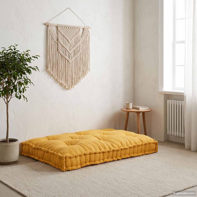 vidaXL - Pallet - Sofa - Kussen - Geel - 120 - x - 80 - x - 12 - cm - Stof