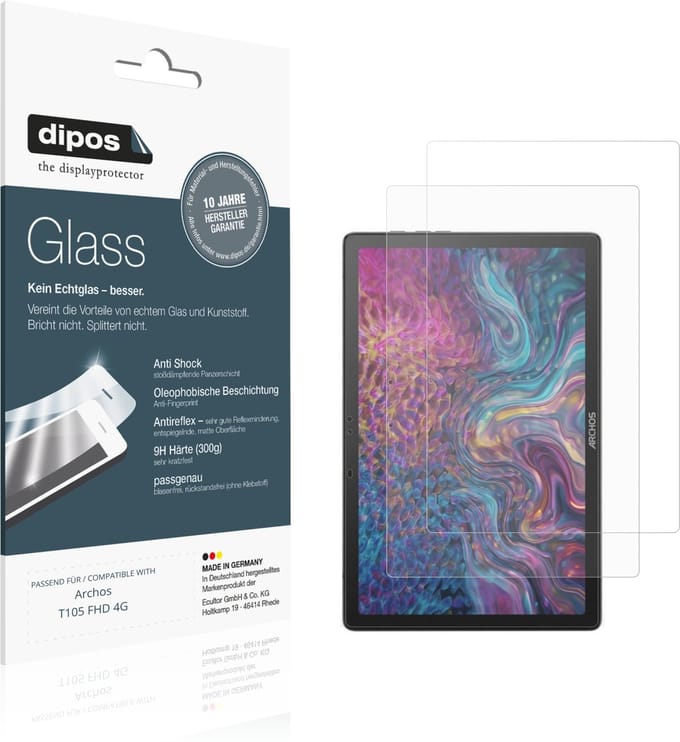 dipos – 2x Matte Pantserfolie geschikt voor Archos T105 FHD 4G | 9H Screenprotector