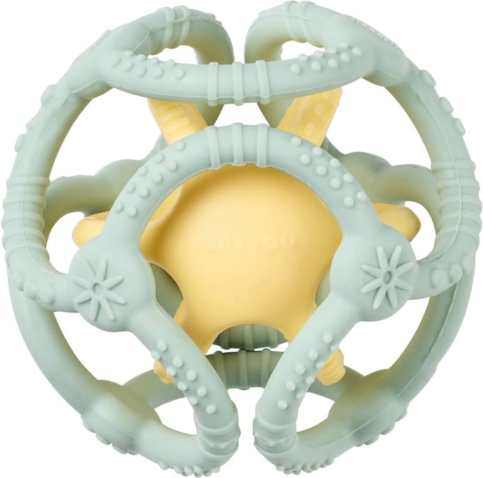Nattou SILICONE Set Ballen - 9 cm - Pastelgroen/Geel