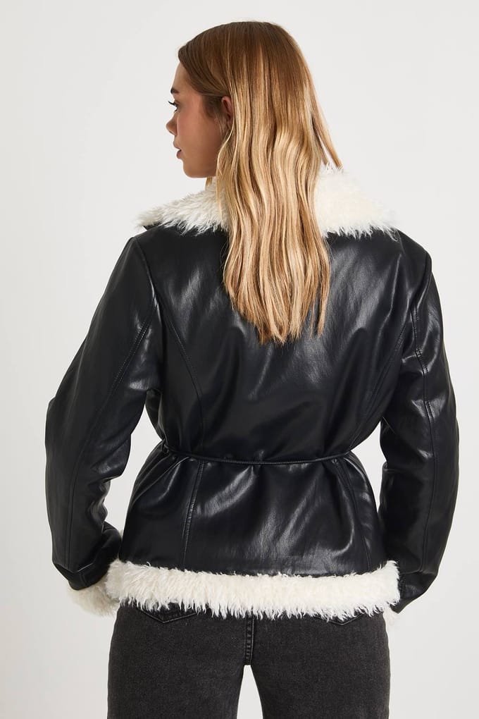 boohoo Dames Kunstleren Aviator met riem | Black | Maat: 8