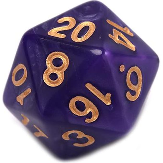 Dés D20 nacrés durables en acrylique à 20 faces pour jeu de société, 1 pièce