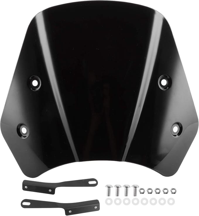 Motorfiets Windscherm - Universeel Vizier - Bescherming Tegen Wind - Aluminium Legering & PC - 5-7 Inch - Zwart
