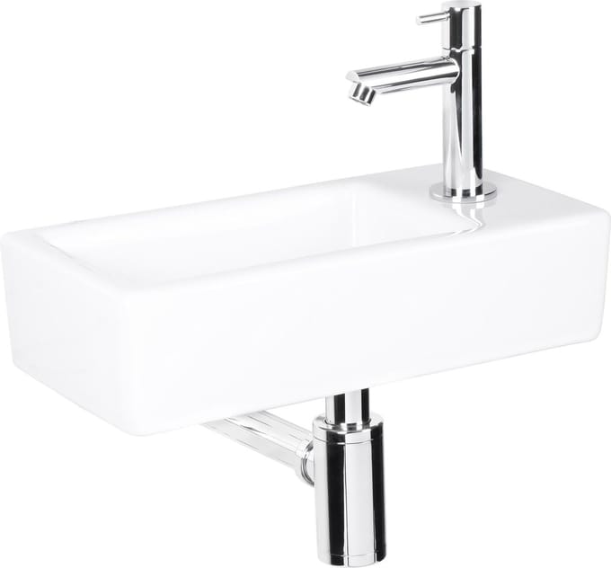 Fonteinset Differnz Helios Rechthoek Rechts 37.5x18.5x9.5cm Keramiek Wit