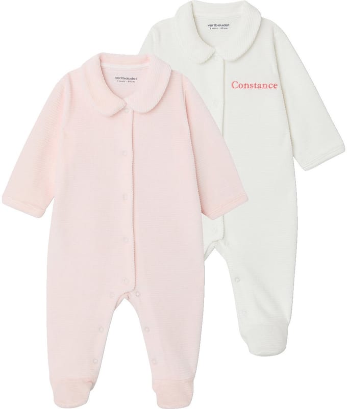 Vertbaudet Set van 2 geribd fluwelen babyslaappakjes met opening voor