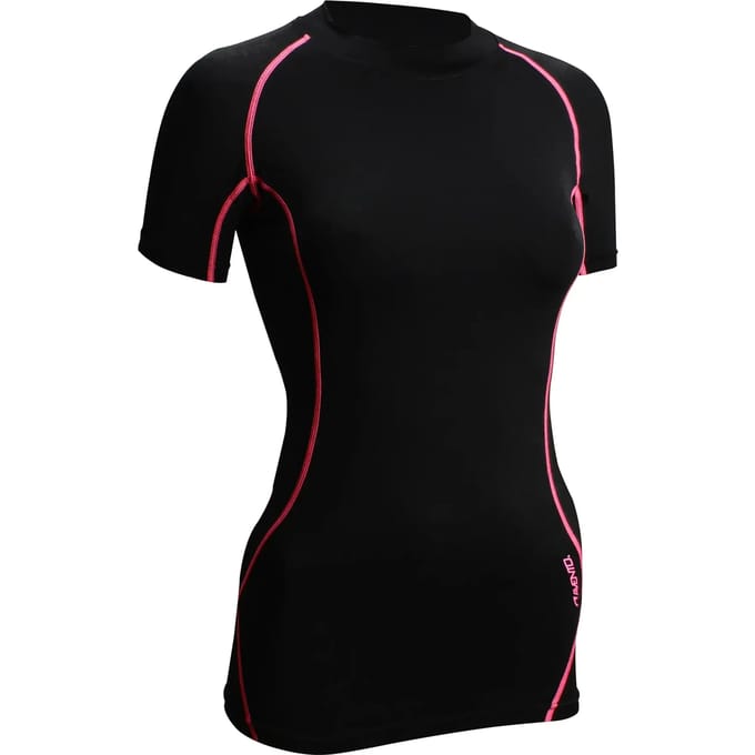 Avento Compressieshirt - Korte Mouw - Dames - Zwart/Roze - Maat 40
