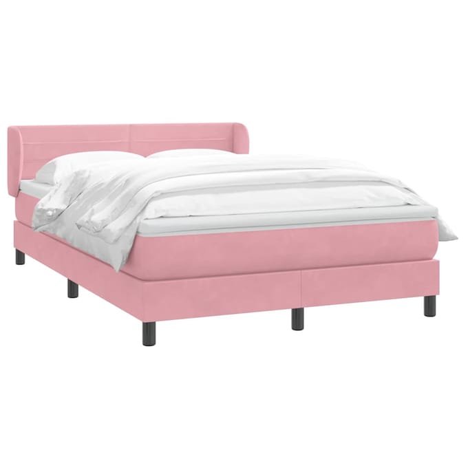 vidaXL - Boxspring - met - matras - fluweel - roze - 160x210 - cm