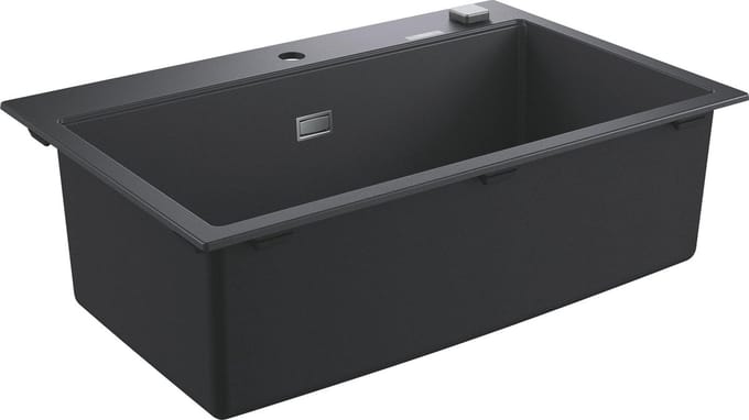 GROHE K700 composiet spoelbak - 78cm - Inbouw - Met overloop en automatische afvoer - Granite Black