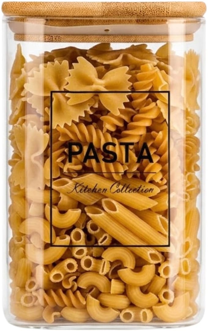 Vivalto Voorraadpot Essentials - keuken - pasta - glas - 1,2L - luchtdichte deksel