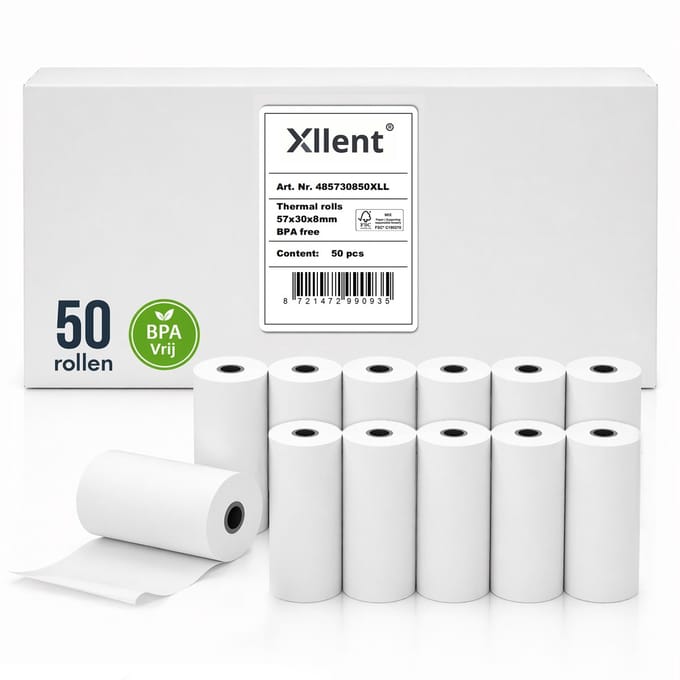 Xllent Thermische pinrollen 57x30x8 (9meter) - 50 rollen per doos