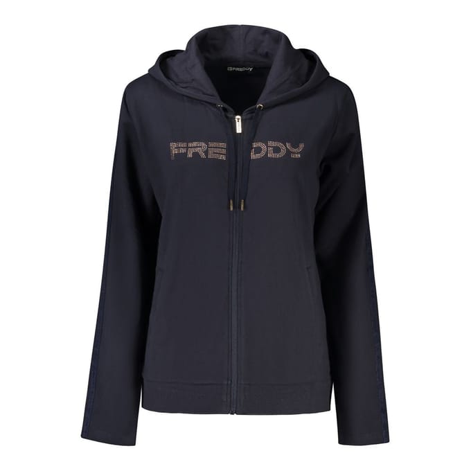 Dames hoodie met rits en band met logo Freddy