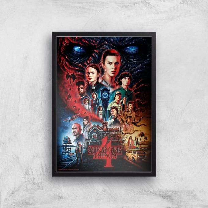 Stranger Things Composition Giclee Art Print - A4 - Black Frame