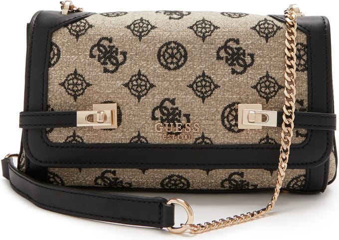 GUESS Schoudertas Loralee Convertible XBody Flap Black Logo Beige