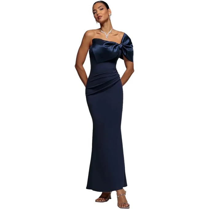 Satin Strapless Bodycon Dress Dames Goddiva Maxi