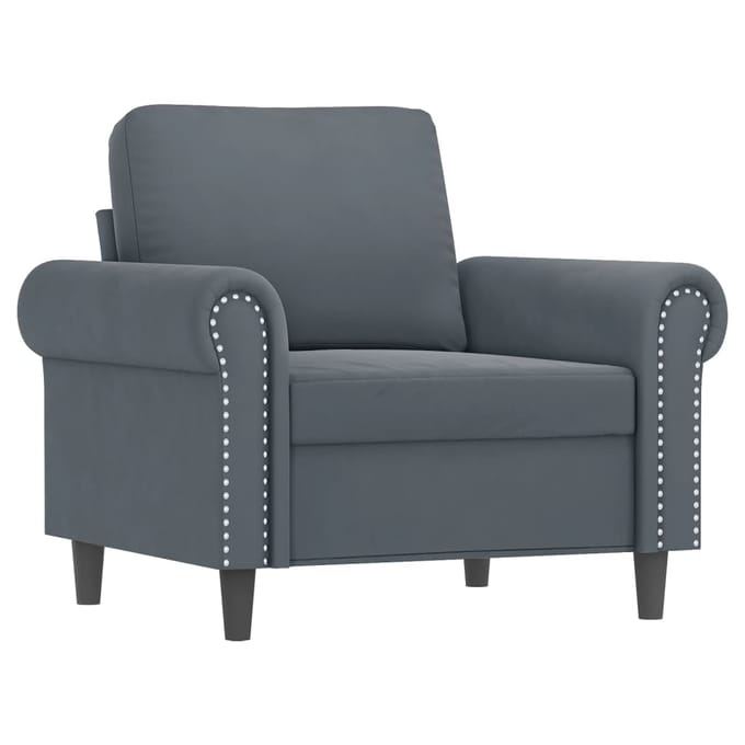 vidaXL - 3-delige - Loungeset - met - kussens - fluweel - donkergrijs