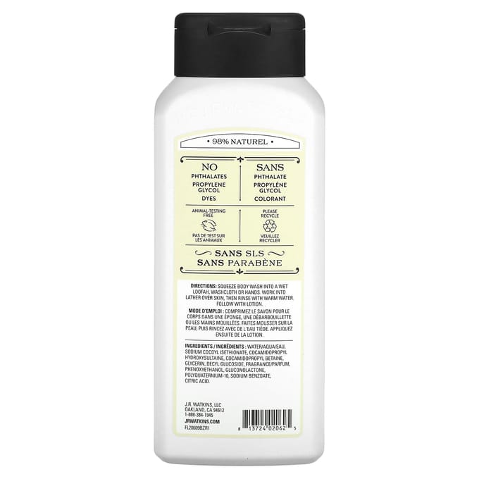 J R Watkins, Gel Douche, Noix de Coco & Miel, 18 fl oz (532 ml) white