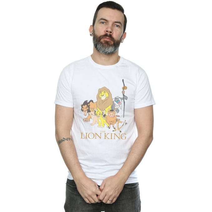 Disney Heren The Lion King Groep T-Shirt (Wit)
