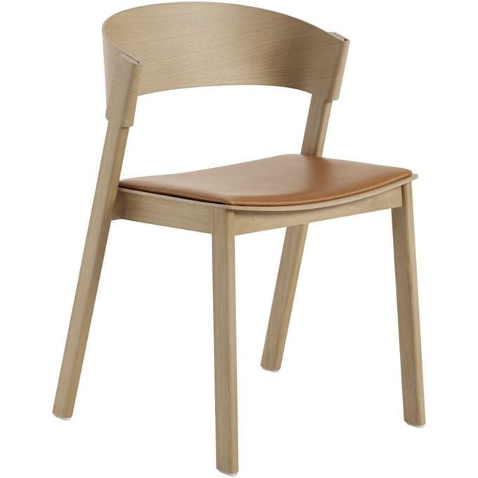 Muuto Cover Side stoel met leerbekleding. - Leer Cognac