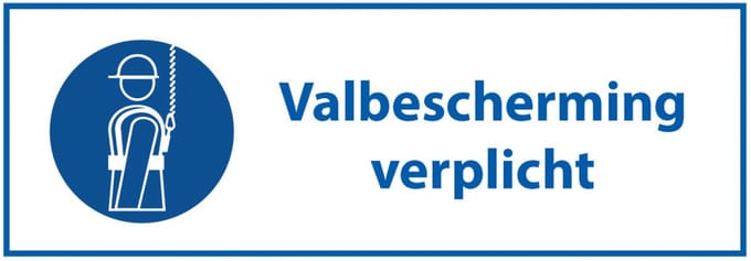 Valbescherming verplicht bord met tekst, kunststof 200 x 75 mm