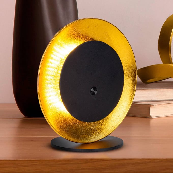 Näve LED tafellamp Solan, zwart/goud, zonne-energie, IP54