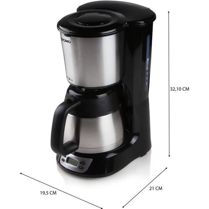 DOMO DO709K Koffiezetapparaat met thermoskan - 1L - Timer - RVS