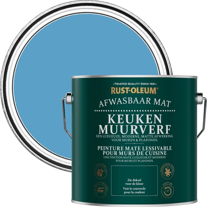 Rust-Oleum Blauw Keuken muurverf - Ceruleumblauw 2,5L