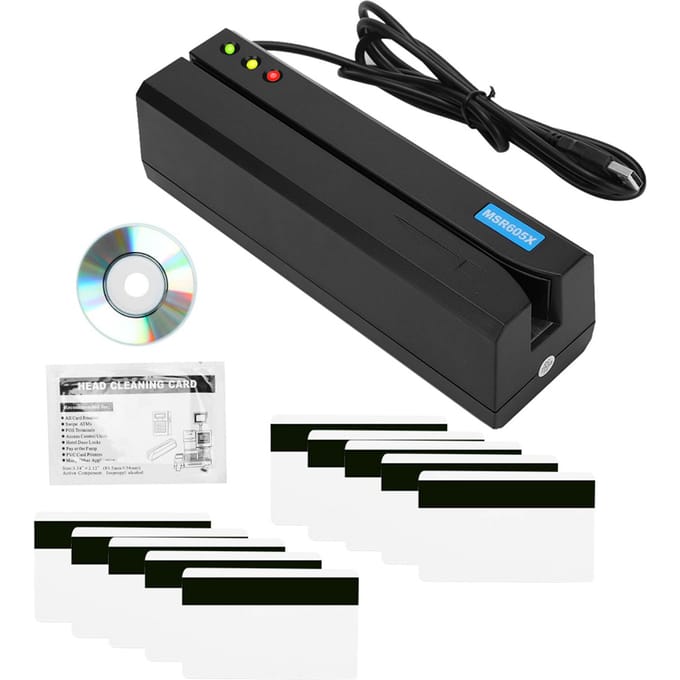 MSR605X Magnetische Stripkaartlezer LED Indicator Magneetstripschrijver 3 Sporen black