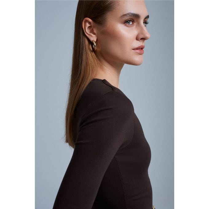 Slim Fit Lange Mouw Crew Neck Blouse