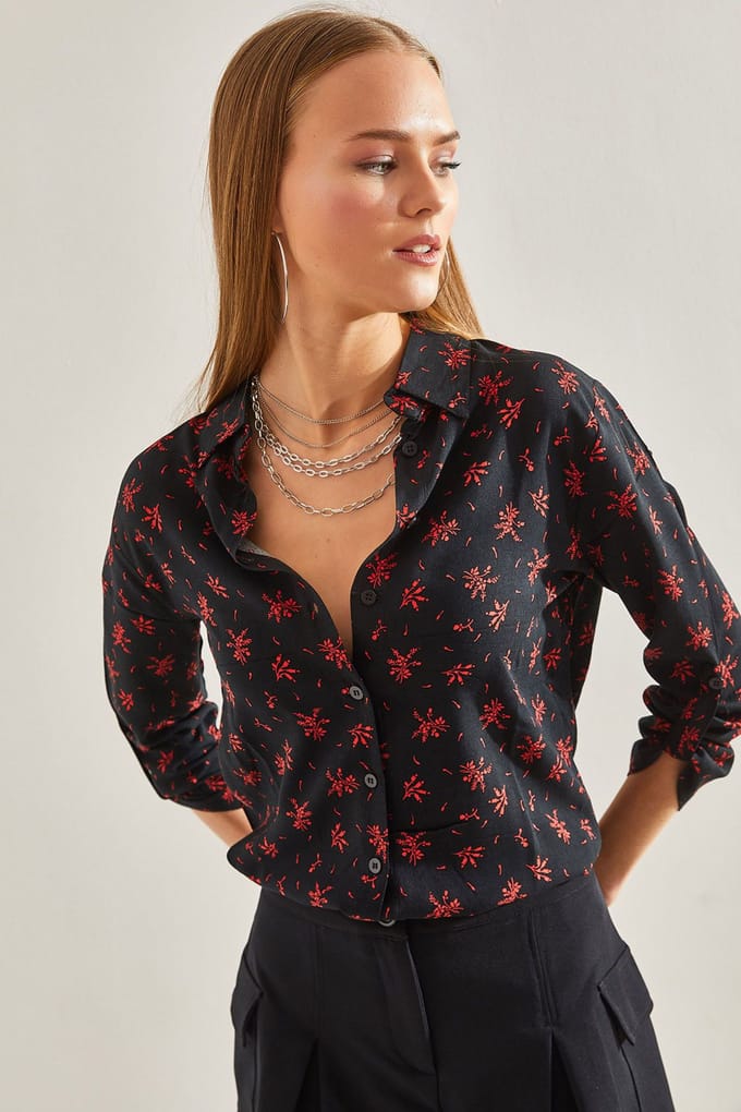 Bloeiende Viscose Overhemd