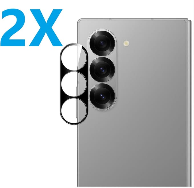 Camera lens Protector 2x Geschikt voor: Samsung Galaxy Z Fold 6 - screen protector - glas - bescherm je camera - beschermglas - Zwart