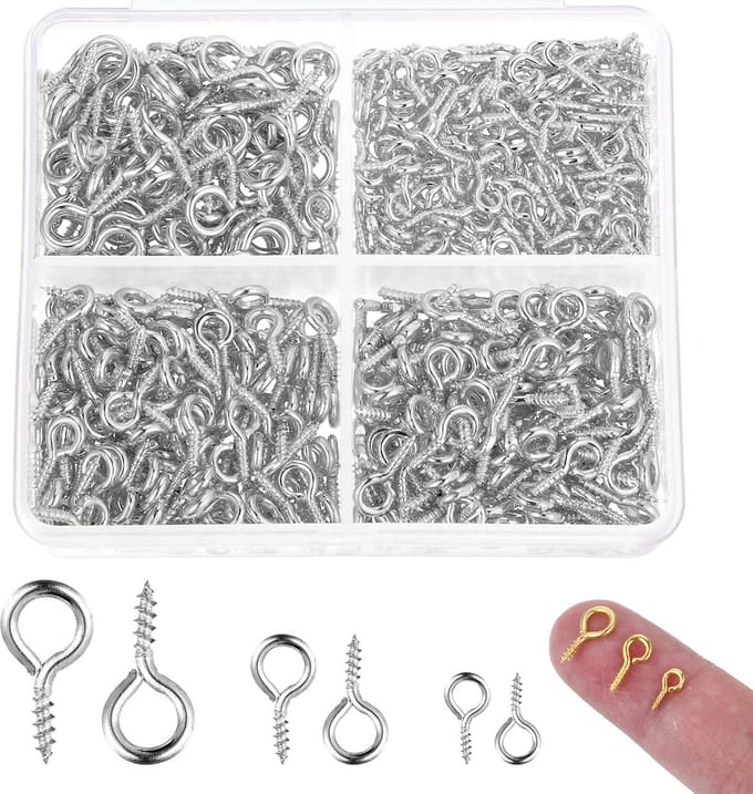 600x Oogschroeven RVS Schroefhaken Klein voor Fotolijsten, Knippen en DIY Projecten