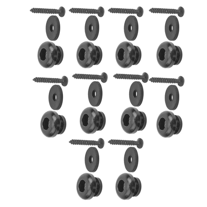 5 Paires de Boutons de Sangle de Guitare pour Basse Ukulélé Accessoires Périphériques d'Instrument de Musique Noir noir