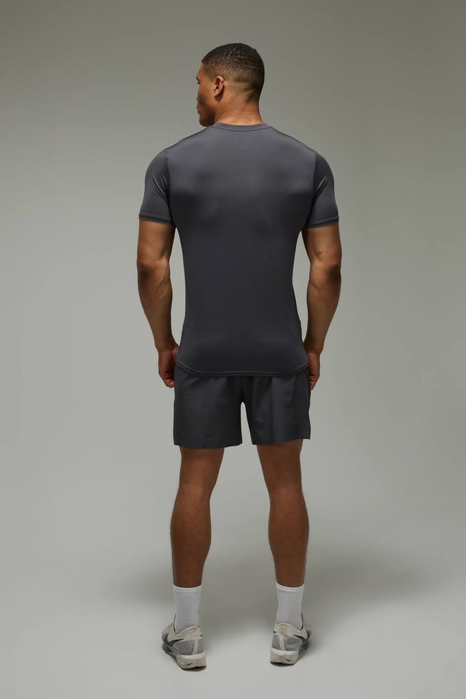 Man Active Performance Regular Fit Neon Logo T-Shirt | Dark Grey | Size Medium