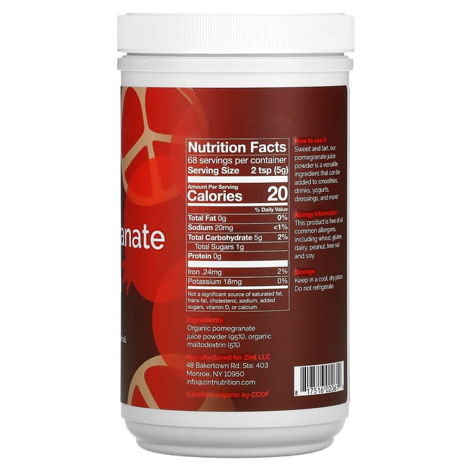 Zint, Poudre de Jus de Grenade Bio, 12 oz (340 g)